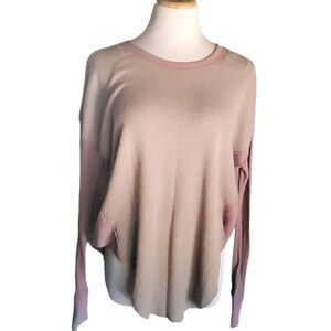 Free People We The Free Long Sleeve Oversized Waffle Thermal Grey/Pink Womens XS